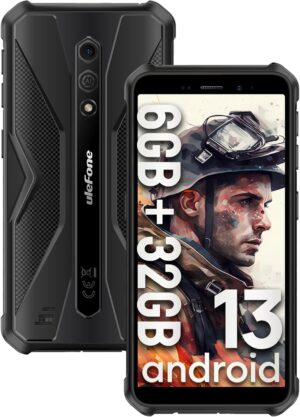 Ulefone Armor X12 strapabíró okostelefon, vízálló, kártyafüggetlen telefonok, nyolcmagos Android 13, 6GB+32GB, Dual SIM Global 4G LTE, 4860mAh akkumulátor, arcfelismerés, Bluetooth, NFC, iránytű - fekete