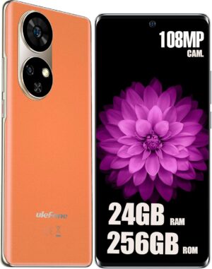 Ulefone Note 17 Pro kártyafüggetlen telefon, AMOLED 120Hz-es kijelző, 24+256GB, 108MP+5MP+32MP, 5050mAh, Android 13, kijelzőbe épített ujjlenyomat-olvasó, NFC, IR távirányító, 4G LTE Dual Nano okostelefonok - narancssárga