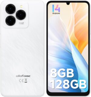 Ulefone Note 20 Pro kártyafüggetlen telefonok, 6,75 hüvelykes 90 Hz-es, nyolcmagos 8 GB + 128 GB / 1 TB bővíthető Android 14, 50 MP-es tripla kamera, 6000 mAh (18 W), 4G Dual SIM okostelefon, ujjlenyomat-/arcfelismerés, Widevine L1, fekete