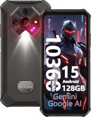 Ulefone Armor X16 strapabíró telefon, 10360mAh(33W) 12+128GB/2TB AI strapabíró okostelefon, 48MP+20MP éjjellátó, Android 15, 6.56” 90HZ, Widevine L1/Dual SIM/NFC/GPS/OTG (Wasteland Shadow)
