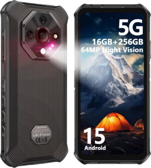 Ulefone Armor X16 Pro 5G strapabíró telefon, 16GB+256GB/2TB, MTK Dimensity 6300 Android 15, 10360mAh(33W) 64MP+25MP éjjellátó 6.56" 120Hz kijelző, dupla 5G, vízálló, Widevine L1, NFC - Wasteland Shadow