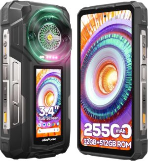 Ulefone Armor 33 Pro 5G Dupla Kijelzős Strapabíró Telefon, 6.95" FHD 120Hz + 3.4" Kijelző, 25500mAh (66W) 32GB+512GB, 50MP+50MP+64MP+32MP, Infinite Halo, 118dB Hangszóró Android 14 Strapabíró Okostelefon NFC