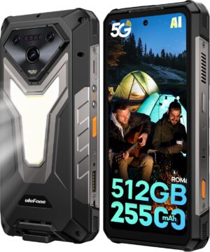 Ulefone Armor 34 5G Strapabíró Telefon Feloldott, 32GB+512GB, 25500mAh 66W, Android 15, 6.95" 120Hz Corning Gorilla Kijelző, 64MP+50MP+50MP, Vízálló Telefon, 1100LM LED & Figyelmeztető Fény/Dupla 5G/Widevine L1